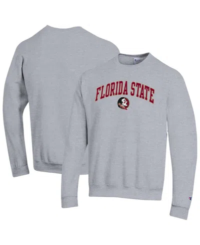 Champion Men'sâ Heather Gray Florida State Seminoles Arch Over Logo Pullover Sweatshirt