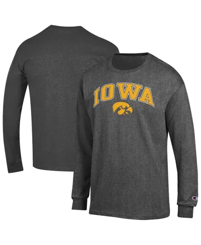 Champion Men'sâ Charcoal Iowa Hawkeyes Arched Logo T-shirt In Multi