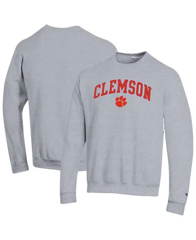 Champion Men'sâ Heather Gray Clemson Tigers Arch Over Logo Pullover Sweatshirt