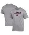 Champion Men'sâ Heather Gray Illinois Fighting Illini Arch Over Logo T-shirt In Multi