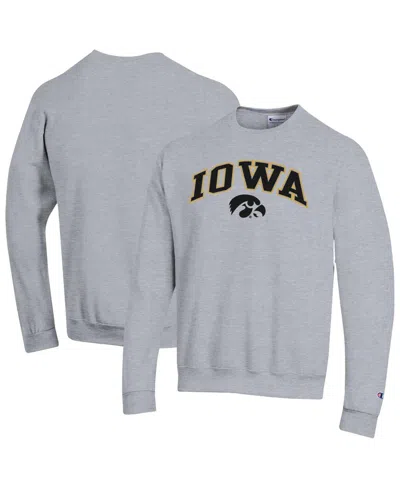 Champion Men'sâ Heather Gray Iowa Hawkeyes Arch Over Logo Pullover Sweatshirt