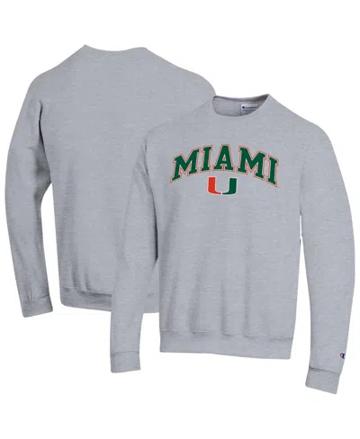 Champion Men'sâ Heather Gray Miami Hurricanes Arch Over Logo Pullover Sweatshirt