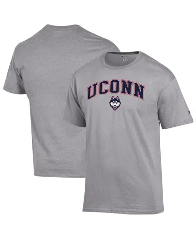 Champion Men'sâ Heather Gray Uconn Huskies Arched Logo T-shirt In Animal Print