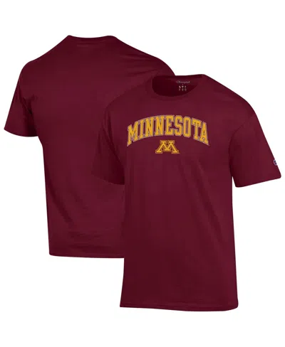 Champion Men'sâ Maroon Minnesota Golden Gophers Arch Over Logo T-shirt In Burgundy