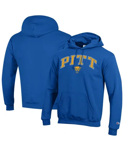 Champion Men'sâ Royal Pitt Panthers Arched Logo Fleece Pullover Hoodie In Blue