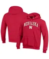 Champion Men'sâ Scarlet Nebraska Huskers Arched Logo Fleece Pullover Hoodie In Red