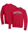 Champion Men'sâ Scarlet Ohio State Buckeyes Arch Over Logo Pullover Sweatshirt In Red