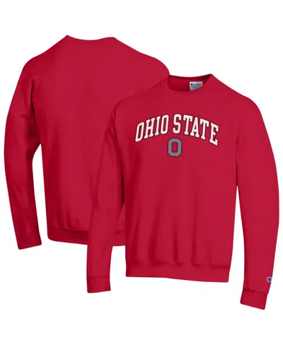 Champion Men'sâ Scarlet Ohio State Buckeyes Arch Over Logo Pullover Sweatshirt In Red