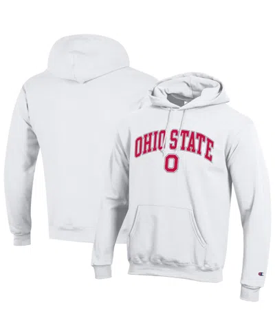 Champion Men'sâ White Ohio State Buckeyes Arched Logo Fleece Pullover Hoodie