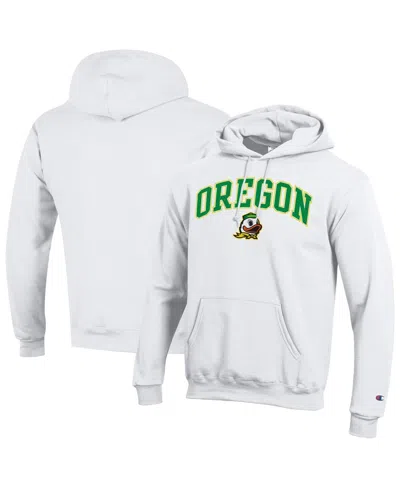 Champion Men'sâ White Oregon Ducks Arch Over Logo Pullover Hoodie In Multi