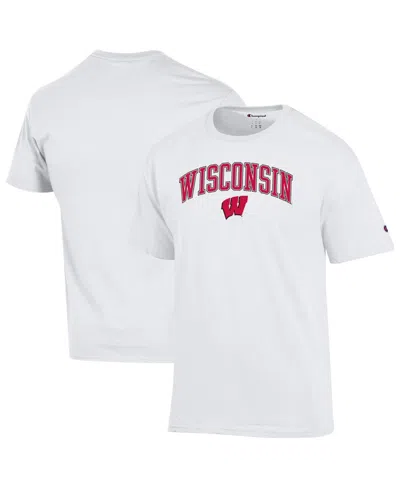 Champion Men'sâ White Wisconsin Badgers Arched Logo T-shirt