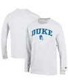 Champion Men's White Duke Blue Devils Arch Over Logo Long Sleeve T-shirt In White