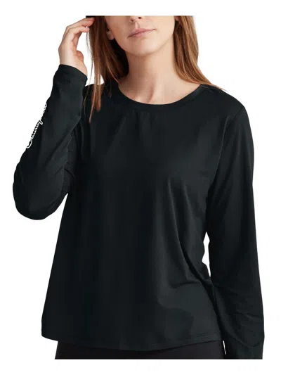 Champion Midnight Aster Womens Fitness Polyester Pullover Top In Black