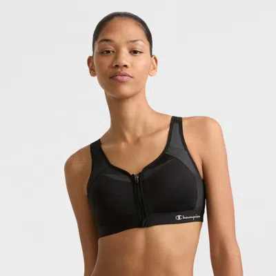 Champion Motion Control Zip Sports Bra In Black