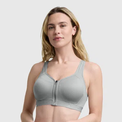 Champion Motion Control Zip Sports Bra In Oxford Grey Heather