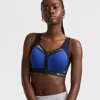 Champion Motion Control Zip Sports Bra, Wirefree, Script Logo In Blue