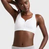 Champion Motion Control Zip Sports Bra, Wirefree, Script Logo In White