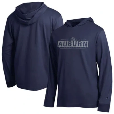 Champion Navy Auburn Tigers Gradient All-star Long Sleeve Hooded T-shirt In Blue