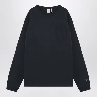 Champion Long Sleeve T-shirt With Chest Pocket And Ribbed Cuffs In Black