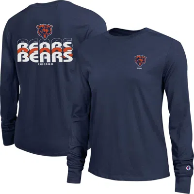 Champion Navy Chicago Bears Core Long-sleeve T-shirt In Multi
