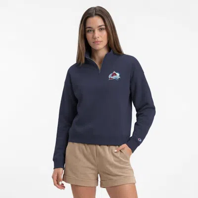 Champion Navy Colorado Avalanche Powerblend Quarter-zip Sweatshirt In Blue