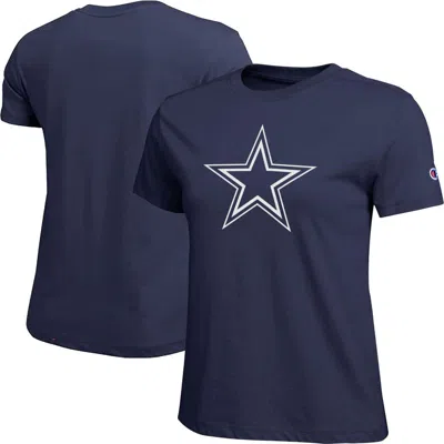 Champion Navy Dallas Cowboys Logo T-shirt In Black