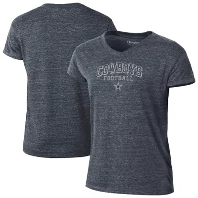 Champion Navy Dallas Cowboys Triumph Tri-blend V-neck T-shirt In Gray
