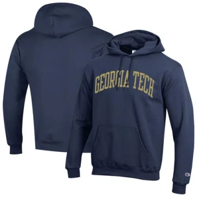 Champion Navy Georgia Tech Yellow Jackets Basic Arch Fleece Pullover Hoodie In Animal Print