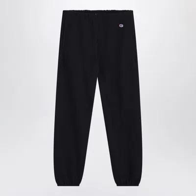 Champion Navy Blue Cotton Jogging Trousers In Black