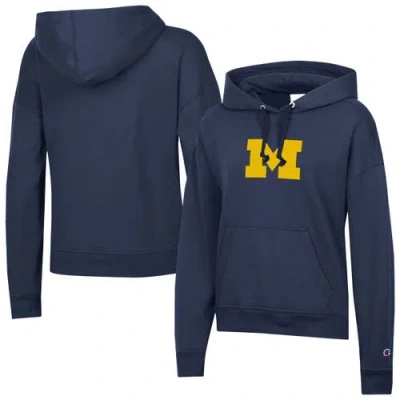 Champion Navy Michigan Wolverines Powerblend Fleece Hoodie In Blue