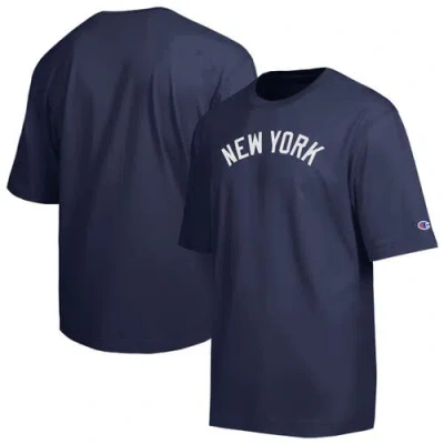 Champion Navy New York Yankees All Star Chenille Wordmark T-shirt In Blue