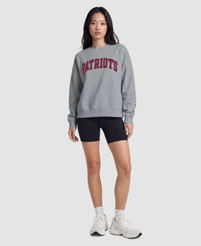 Champion New England Patriots Women's Contrast Lined Sweatshirt In Gray