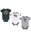 Champion Newborn And Infant Boys And Girls  Black, Heather Gray, White Wake Forest Demon Deacons Thre In Black,heather Gray