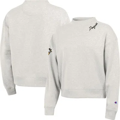 Champion Oatmeal Pittsburgh Penguins Collar Script Triumph Fleece Crewneck Sweatshirt