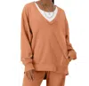 Champion Oversized V-neck Pullover In Canyon Red In Brown