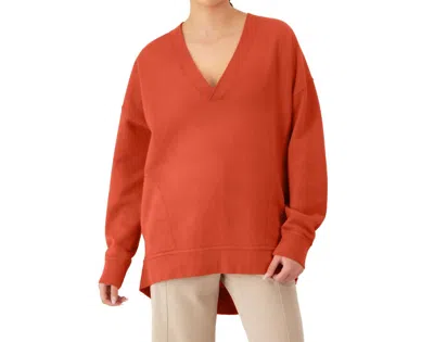 Champion Oversized V-neck Pullover In Picante Pink In Red