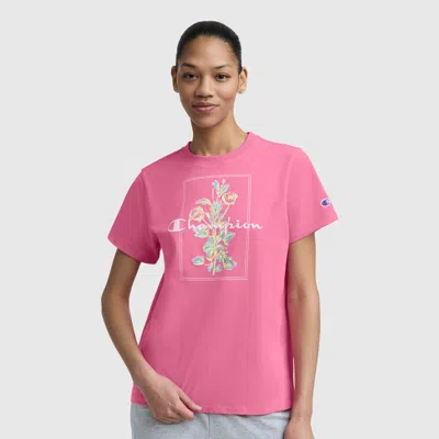 Painted Bouquet Graphic T-shirt, C  Logo In Pink from Champion