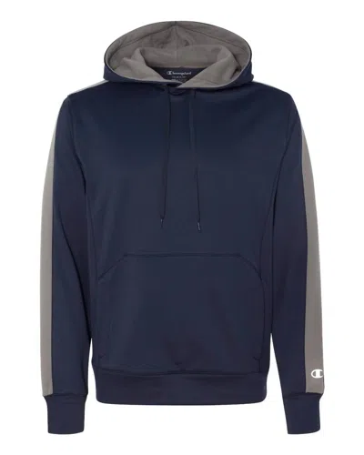 Champion Performance Colorblock Pullover Hood In Navy/stone Grey In Blue