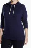 Champion Plus Terry Funnel Neck Top In Navy In Blue