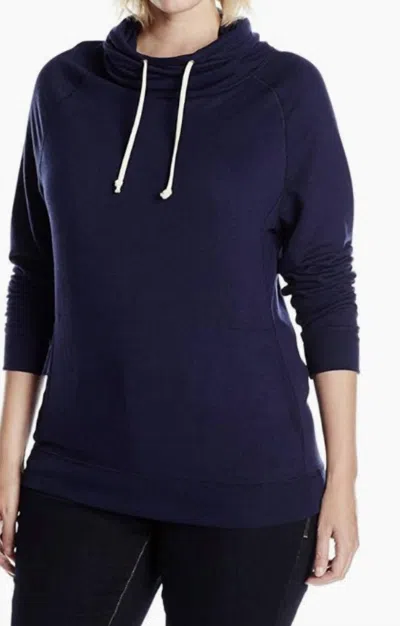 Champion Plus Terry Funnel Neck Top In Navy In Blue