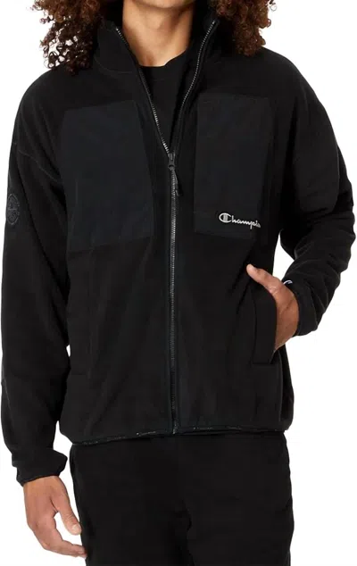 Champion Polar Fleece Mockneck Jacket In Black