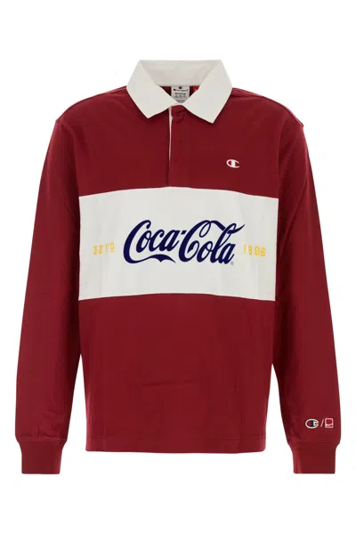 Champion Red Long Sleeves Color Block Polo