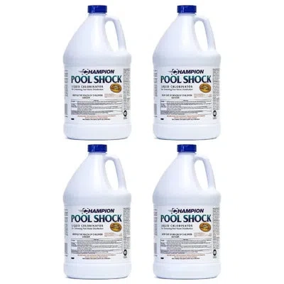 Champion Pool Shock Liquid Chlorinator For Pool Water Disinfection (4 Pack) In White
