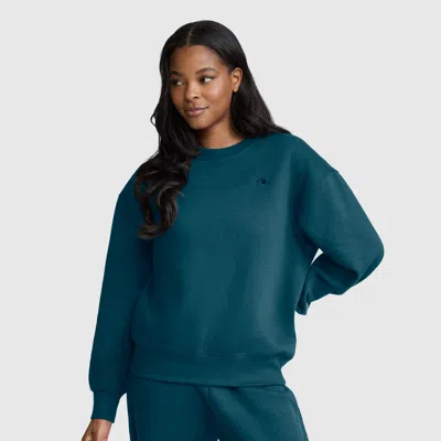 Champion Powerblend Crewneck, Small "c" In Deep Teal