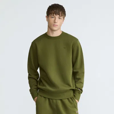 Champion Powerblend Crewneck Sweatshirt, C Logo In Green