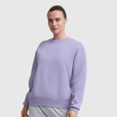Champion Powerblend Crewneck Sweatshirt, Embroidered Script Logo In Purple
