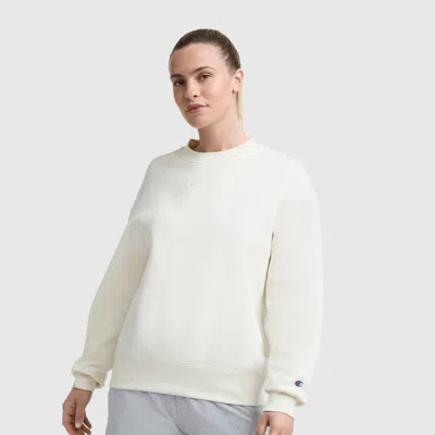 Champion Powerblend Crewneck Sweatshirt, Embroidered Script Logo In White