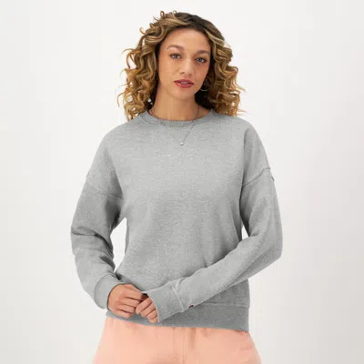Champion Powerblend Crewneck Sweatshirt, Embroidered Script Logo In Gray