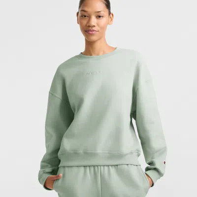 Champion Powerblend Crewneck Sweatshirt, Embroidered Script Logo In Green