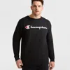 Champion Powerblend Crewneck Sweatshirt, Script Logo - Big & Tall In Black